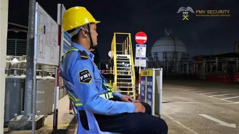 A PMV security guard performing Professional construction site Security Services